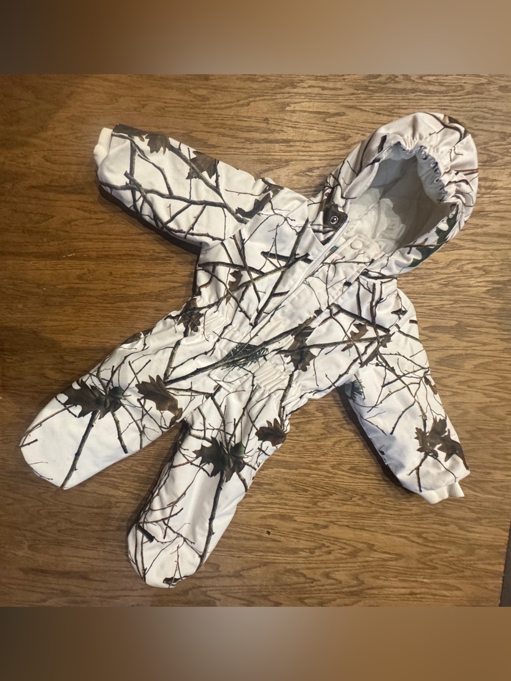 Baby Hooded One-Piece Snowsuit in White Camo white size 2T
